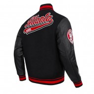 Atlanta Hawks Script Tail Classic Rib Black Varsity Jacket