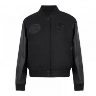 Atlanta Hawks Triple Black Varsity Wool & Leather Jacket