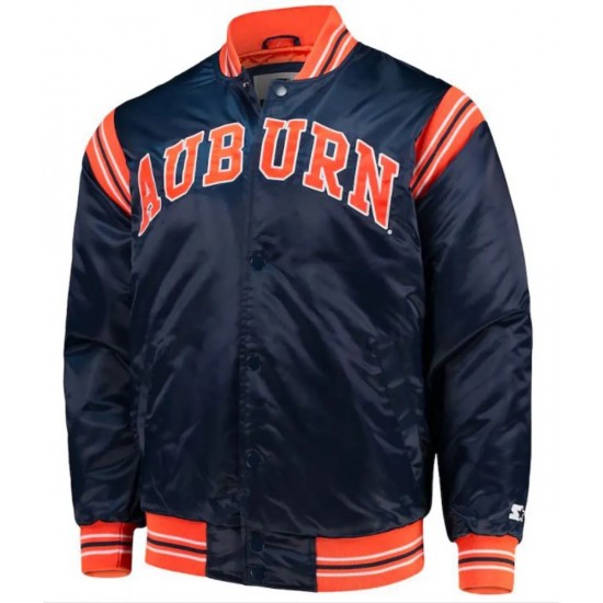 Auburn Tigers The Enforcer Blue Satin Jacket Auburn Tigers The Enforcer Blue Satin Jacket