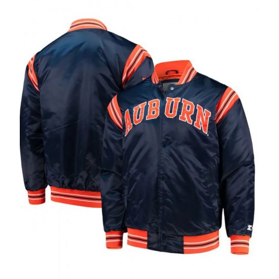 Auburn Tigers The Enforcer Blue Satin Jacket Auburn Tigers The Enforcer Blue Satin Jacket