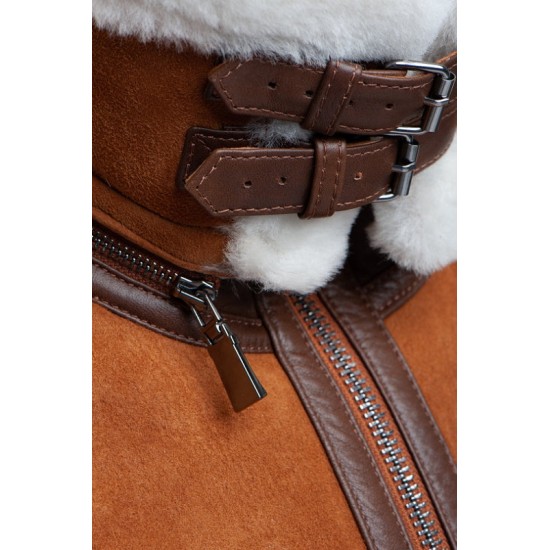 Aviator bomber Suede shearling jacket Aviator bomber Suede shearling jacket