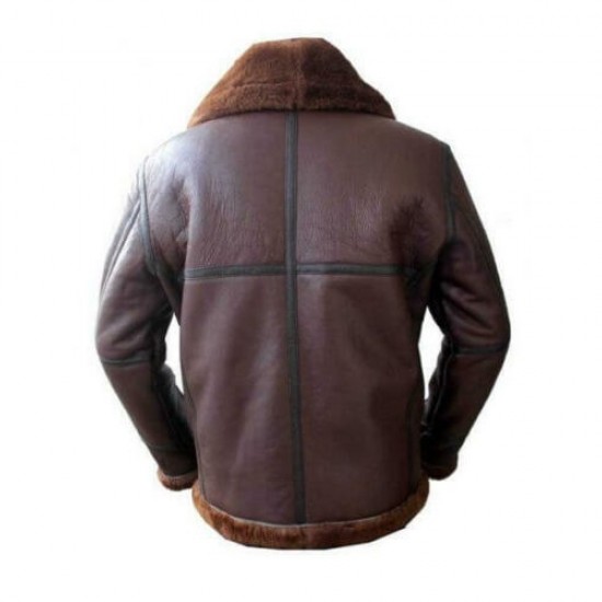 B3 Mens Aviator RAF Bomber Reddish Shaded Sheepskin Fur Leather Jacket B3 Mens Aviator RAF Bomber Reddish Shaded Sheepskin Fur Leather Jacket