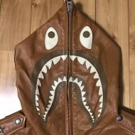 BAPE Leather Shark Full Zip Hoodie Jacket