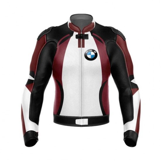 BMW White Maroon Motorcycle Leather Racing Jacket BMW White Maroon Motorcycle Leather Racing Jacket