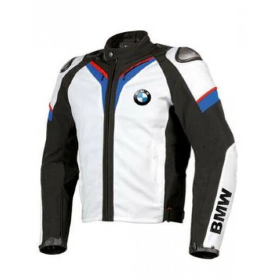 BMW White Safety Motorcycle Racing Leather Jacket BMW White Safety Motorcycle Racing Leather Jacket