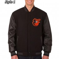 Baltimore Orioles Letterman Black Wool/Leather Jacket