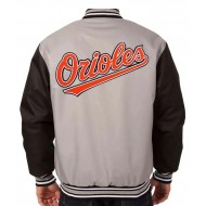 Baltimore Orioles Poly Twill Black and Gray Full-Snap Jacket