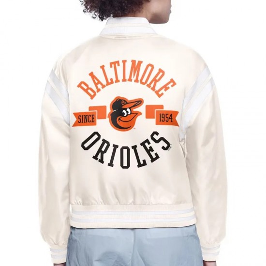 Baltimore Orioles Printed Logo Varsity Satin Jacket Baltimore Orioles Printed Logo Varsity Satin Jacket