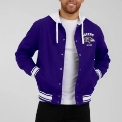 Baltimore Ravens Purple Cotton Hooded Jacket