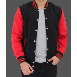 Baseball Black and Red Varsity Wool Jacket