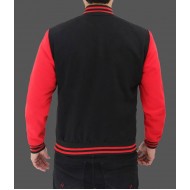 Baseball Black and Red Varsity Wool Jacket