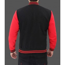 Baseball Black and Red Varsity Wool Jacket