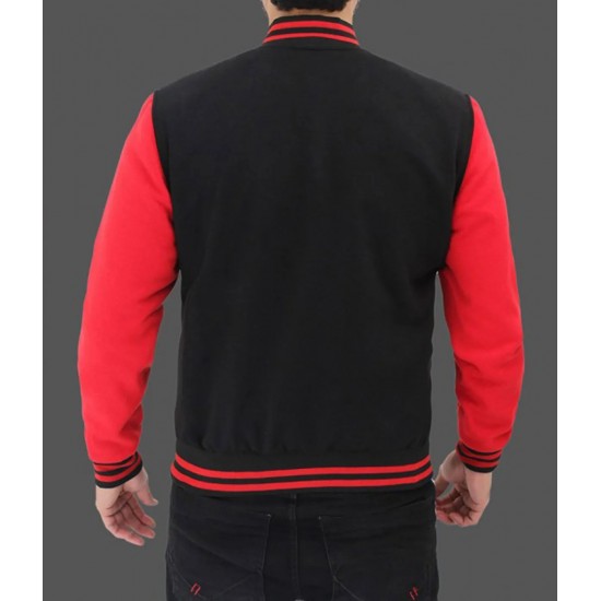 Baseball Black and Red Varsity Wool Jacket Baseball Black and Red Varsity Wool Jacket