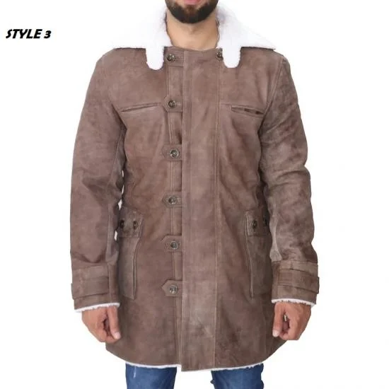 Mens Bane Knight Military Leather Cosplay Costume - Coat for Men