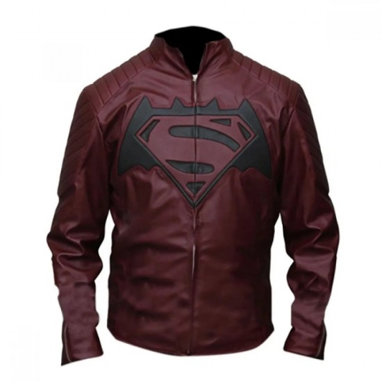 Batman vs Superman Dawn of Justice Maroon Leather Jacket