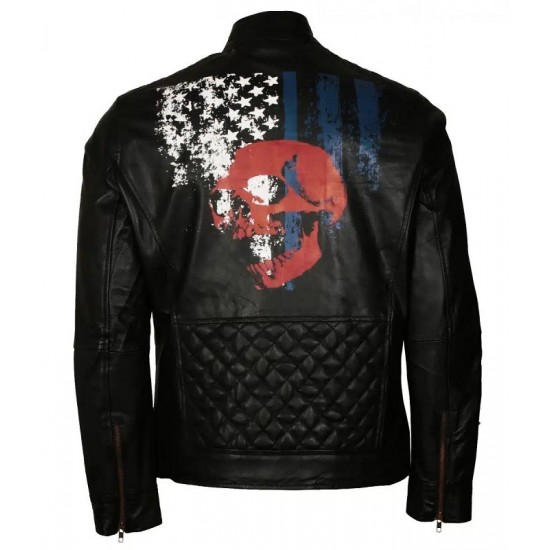 Biker American Skull Leather Jacket Biker American Skull Leather Jacket