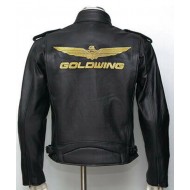 Biker Goldwing Black Leather Jacket 