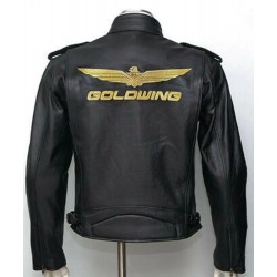 Biker Goldwing Black Leather Jacket 