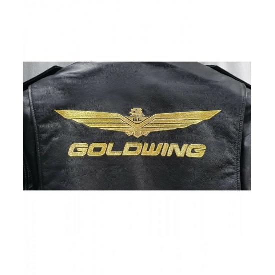 Biker Goldwing Black Leather Jacket