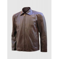 Biker Leather Jacket in Brown
