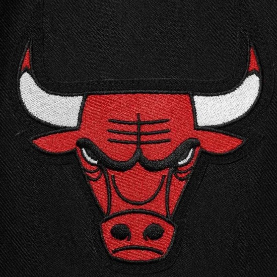 Black Chicago Bulls Poly Twill Full-Snap Jacket Black Chicago Bulls Poly Twill Full-Snap Jacket