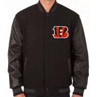 Black Cincinnati Bengals Letterman Jacket