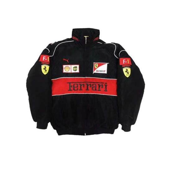 Black F1 Ferrari Bomber Jacket Black F1 Ferrari Bomber Jacket