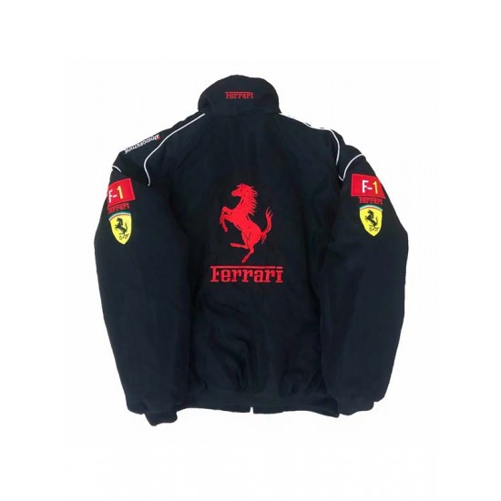 Black F1 Ferrari Bomber Jacket Black F1 Ferrari Bomber Jacket
