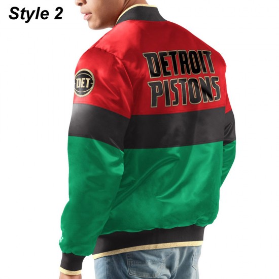 Black History Month Detroit Pistons Color Block Jacket Black History Month Detroit Pistons Color Block Jacket