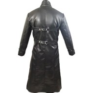 Black Leather Steampunk Gothic Long Trench Coat