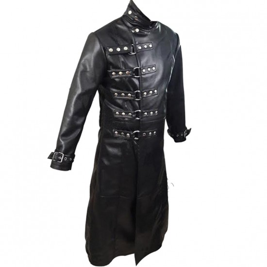 Black Leather Steampunk Gothic Long Trench Coat Black Leather Steampunk Gothic Long Trench Coat