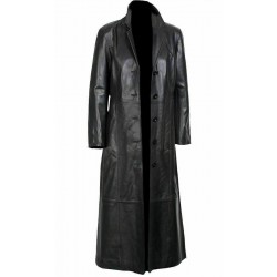 Black Leather Steampunk Trench Coat for Women