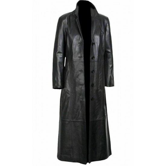 Black Leather Steampunk Trench Coat for Women Black Leather Steampunk Trench Coat for Women