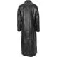 Black Leather Steampunk Trench Coat for Women