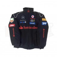 Black Mercedes Benz Santander Bomber Racing Jacket