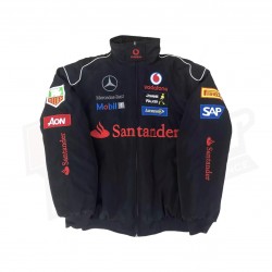 Black Mercedes Benz Santander Bomber Racing Jacket