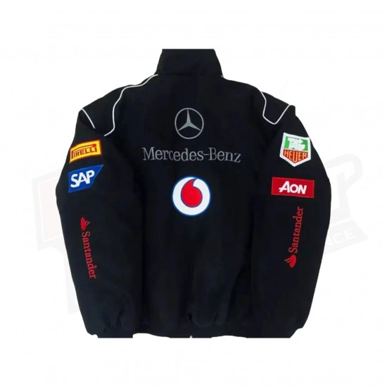 Black Mercedes Benz Santander Bomber Racing Jacket Black Mercedes Benz Santander Bomber Racing Jacket