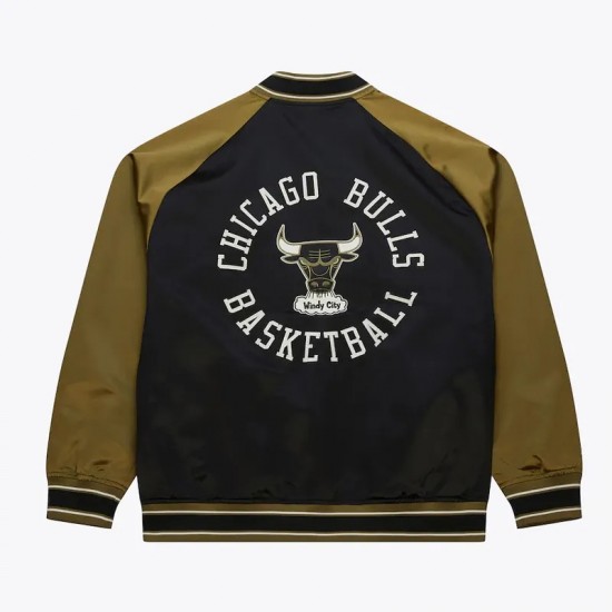 Black/Olive Chicago Bulls Double Clutch Satin Jacket Black/Olive Chicago Bulls Double Clutch Satin Jacket