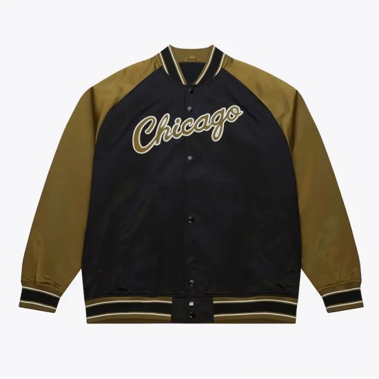 Black/Olive Chicago Bulls Double Clutch Satin Jacket Black/Olive Chicago Bulls Double Clutch Satin Jacket