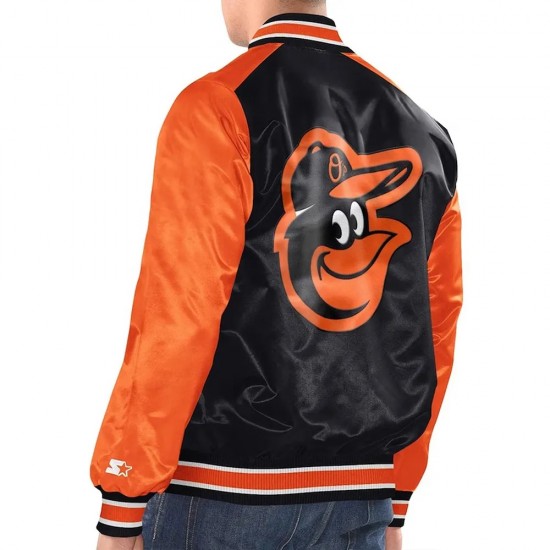 Black & Orange Baltimore Orioles Varsity Satin Jacket