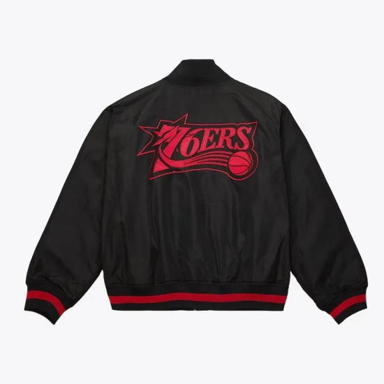 Black Philadelphia 76ers Satin Full-Zip Jacket Black Philadelphia 76ers Satin Full-Zip Jacket
