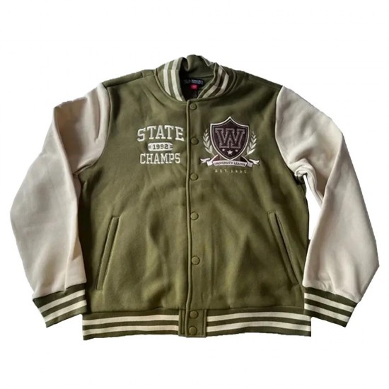 Black Pike Olive Green & Cream Varsity Jacket