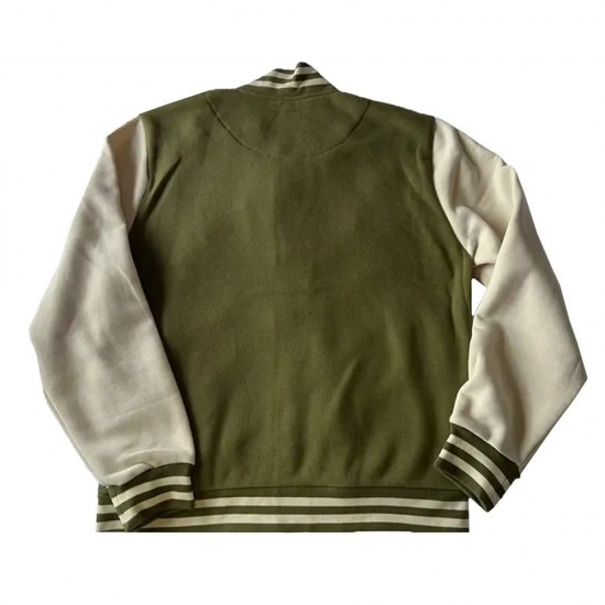 Black Pike Olive Green & Cream Varsity Jacket