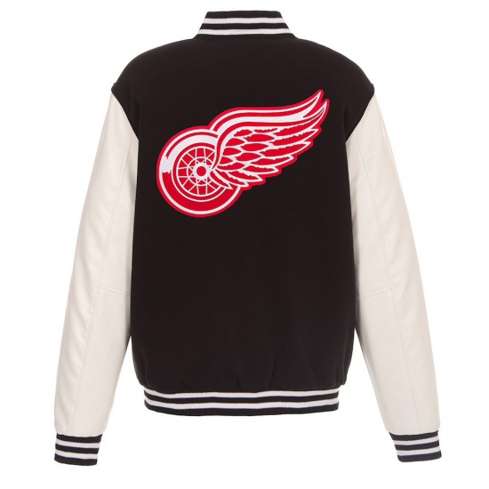 Black & White Detroit Red Wings Varsity Jacket Black & White Detroit Red Wings Varsity Jacket