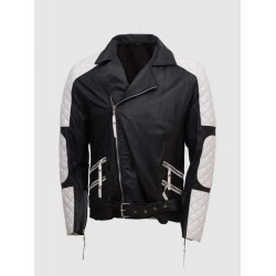 Black & White Equitazione Leather Jacket for Men 