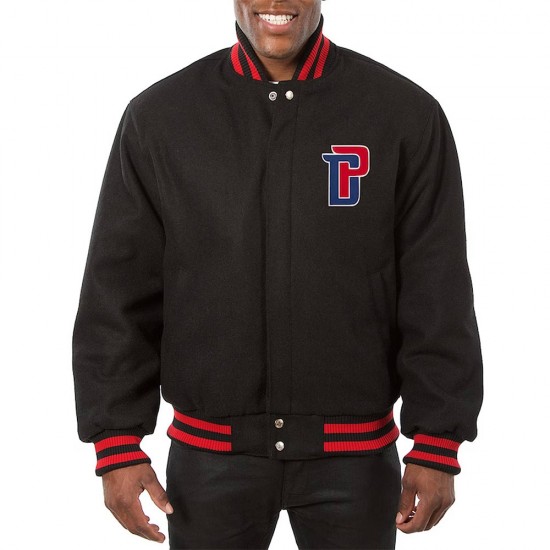 Black Wool Detroit Pistons Varsity Jacket Black Wool Detroit Pistons Varsity Jacket