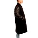 Black Wool & Leather Sleeves Letterman Coat