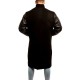 Black Wool & Leather Sleeves Letterman Coat