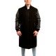 Black Wool & Leather Sleeves Letterman Coat