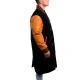 Black Wool & Old Gold Sleeves Letterman Coat
